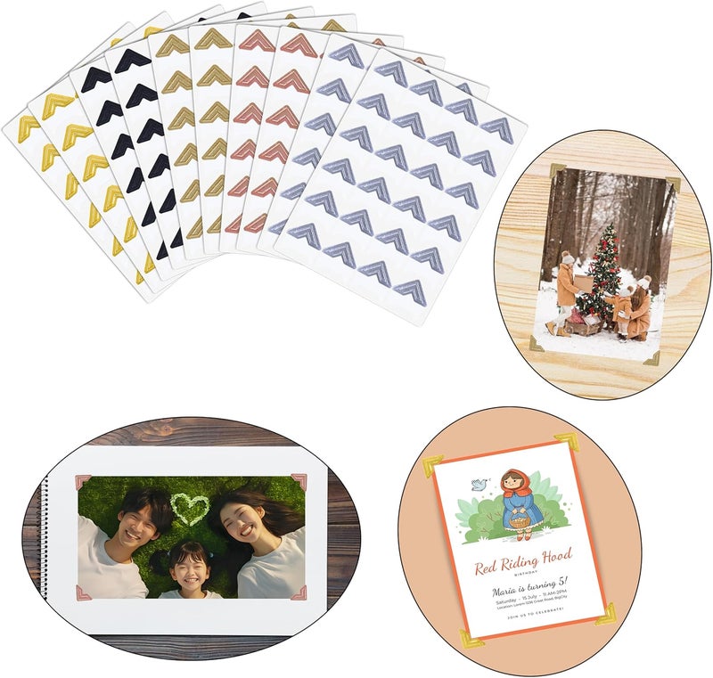 Drokenle 240 Pieces Photo Corners Self Adhesive Photo Corner Stickers, Picture Mounting Corners Acid Free Photo Corner for DIY Scrapbook, Album, Picture Frames, Journal Supplies (Multicolor) - Image 5